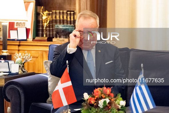 Grand Master and head of the Sovereign Military Order of Malta, Fra' John Timothy Dunlap, meets with the President of Greece, Katerina Sakel...