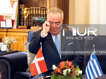 Grand Master and head of the Sovereign Military Order of Malta, Fra' John Timothy Dunlap, meets with the President of Greece, Katerina Sakel...