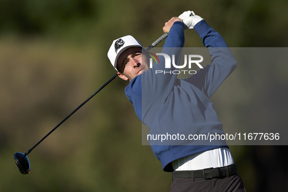 David Puig of Spain tees off on the 11th hole on day two of the Estrella Damm N.A. Andalucia Masters 2024 at Real Club de Golf Sotogrande in...