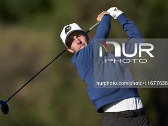 David Puig of Spain tees off on the 11th hole on day two of the Estrella Damm N.A. Andalucia Masters 2024 at Real Club de Golf Sotogrande in...