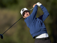 David Puig of Spain tees off on the 11th hole on day two of the Estrella Damm N.A. Andalucia Masters 2024 at Real Club de Golf Sotogrande in...