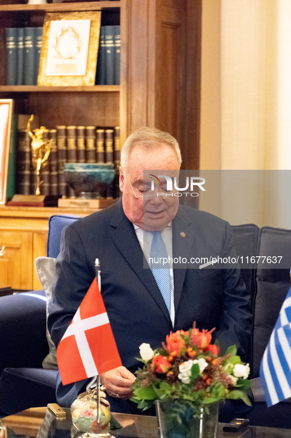 Grand Master and head of the Sovereign Military Order of Malta, Fra' John Timothy Dunlap, meets with the President of Greece, Katerina Sakel...