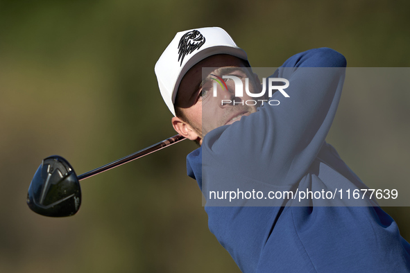 David Puig of Spain tees off on the 11th hole on day two of the Estrella Damm N.A. Andalucia Masters 2024 at Real Club de Golf Sotogrande in...