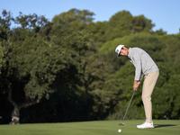 Johannes Veerman of the USA plays a shot on the 10th green during the Estrella Damm N.A. Andalucia Masters 2024 at Real Club de Golf Sotogra...