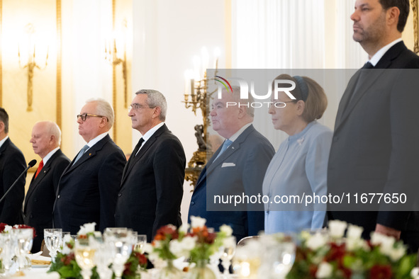 Grand Master and head of the Sovereign Military Order of Malta, Fra' John Timothy Dunlap, and the President of Greece, Katerina Sakellaropou...