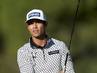 Johannes Veerman of the USA tees off on the 11th hole during the Estrella Damm N.A. Andalucia Masters 2024 at Real Club de Golf Sotogrande i...