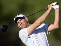 Marcel Siem of Germany tees off on the 11th hole during the Estrella Damm N.A. Andalucia Masters 2024 at Real Club de Golf Sotogrande in San...