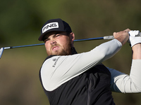 Dan Bradbury of England tees off on the 12th hole during the Estrella Damm N.A. Andalucia Masters 2024 at Real Club de Golf Sotogrande in Sa...