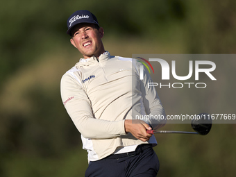 Niklas Norgaard of Denmark tees off on the 11th hole during the Estrella Damm N.A. Andalucia Masters 2024 at Real Club de Golf Sotogrande in...