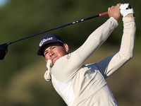 Niklas Norgaard of Denmark tees off on the 11th hole during the Estrella Damm N.A. Andalucia Masters 2024 at Real Club de Golf Sotogrande in...