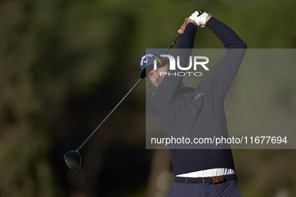 Jorge Campillo of Spain tees off on the 11th hole during the Estrella Damm N.A. Andalucia Masters 2024 at Real Club de Golf Sotogrande in Sa...