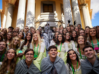 Fourth-year students from the Faculty of Medicine at the University of Granada pose for a photo dressed as The Lord of the Rings characters...