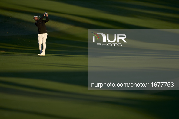 Matthew Baldwin of England plays his second shot on the 10th hole on day two of the Estrella Damm N.A. Andalucia Masters 2024 at Real Club d...