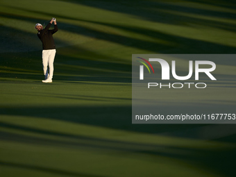 Matthew Baldwin of England plays his second shot on the 10th hole on day two of the Estrella Damm N.A. Andalucia Masters 2024 at Real Club d...