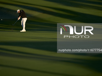 Matthew Baldwin of England plays his second shot on the 10th hole on day two of the Estrella Damm N.A. Andalucia Masters 2024 at Real Club d...