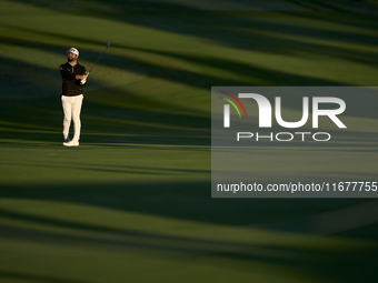 Matthew Baldwin of England plays his second shot on the 10th hole on day two of the Estrella Damm N.A. Andalucia Masters 2024 at Real Club d...