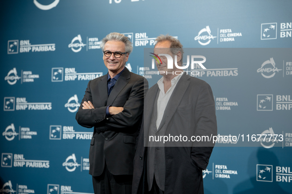 Gilles Bourdos and Vincent Lindon attend the ''Le Choix de Joseph Cross'' photocall during the 19th Rome Film Festival at Auditorium Parco D...