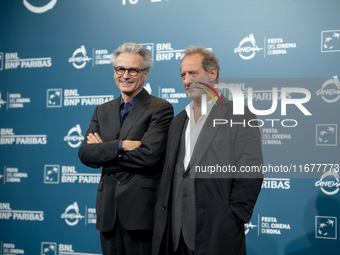 Gilles Bourdos and Vincent Lindon attend the ''Le Choix de Joseph Cross'' photocall during the 19th Rome Film Festival at Auditorium Parco D...