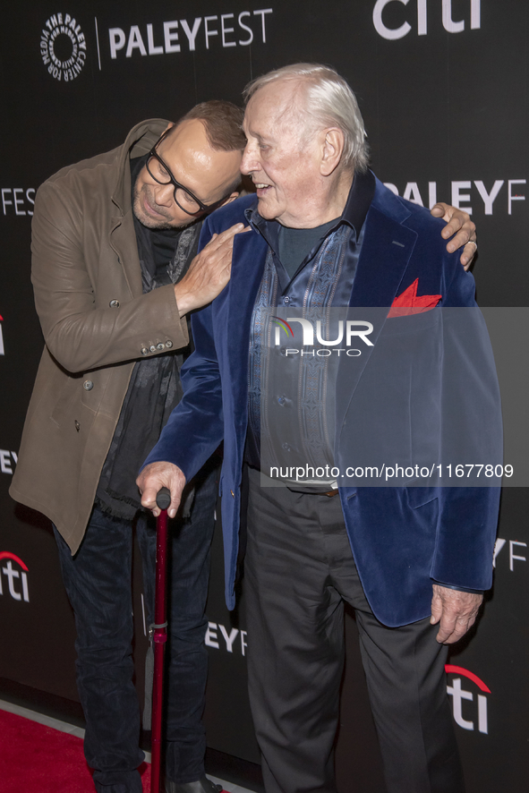 Donnie Wahlberg and Len Cariou attend ''Blue Bloods'' during PaleyFest 2024 at The Paley Museum in New York City, USA, on October 17, 2024. 