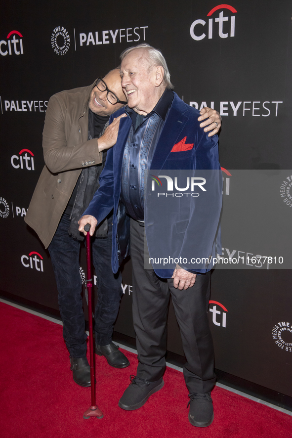 Donnie Wahlberg and Len Cariou attend ''Blue Bloods'' during PaleyFest 2024 at The Paley Museum in New York City, USA, on October 17, 2024. 