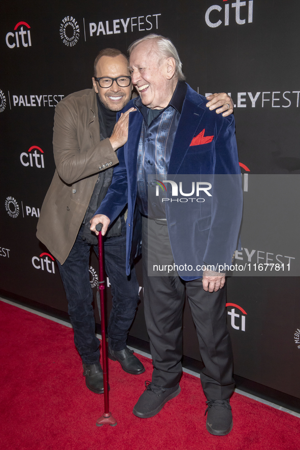 Donnie Wahlberg and Len Cariou attend ''Blue Bloods'' during PaleyFest 2024 at The Paley Museum in New York City, USA, on October 17, 2024. 