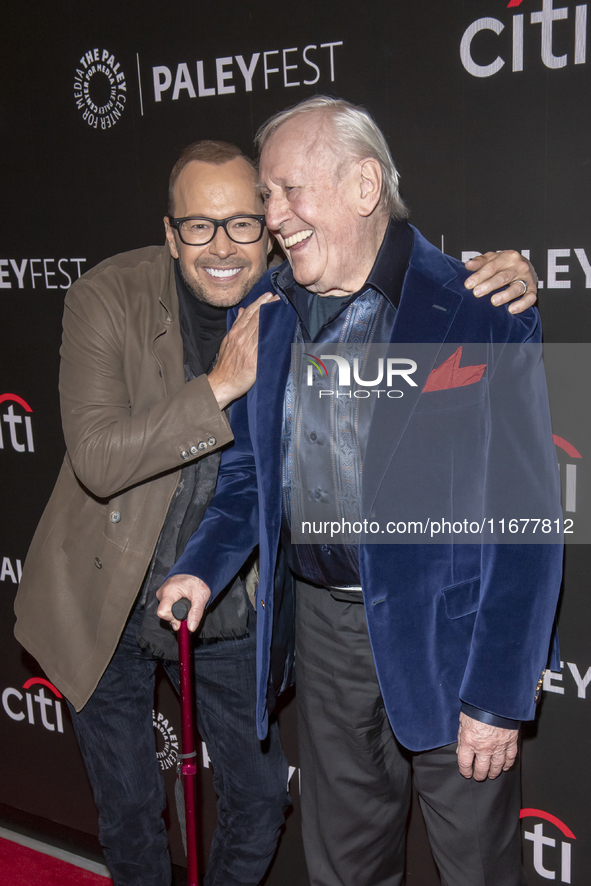 Donnie Wahlberg and Len Cariou attend ''Blue Bloods'' during PaleyFest 2024 at The Paley Museum in New York City, USA, on October 17, 2024. 