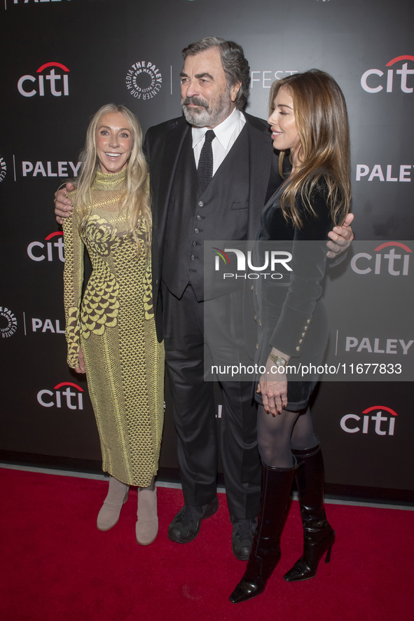 Jillie Mack, Tom Selleck, and daughter Hannah Selleck attend ''Blue Bloods'' during PaleyFest 2024 at The Paley Museum in New York City, USA...