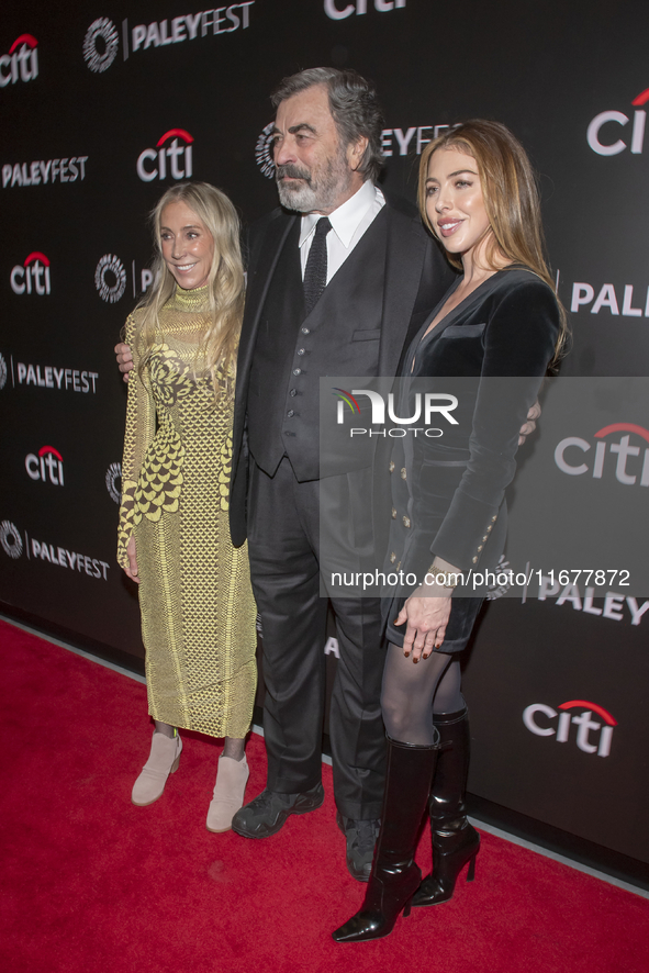 Jillie Mack, Tom Selleck, and daughter Hannah Selleck attend ''Blue Bloods'' during PaleyFest 2024 at The Paley Museum in New York City, USA...