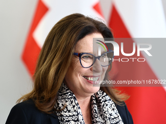 Marshal of the Senate Malgorzata Kidawa-Blonska befrore her meeting with President of Switzerland Viola Amherd at Polish Parliament in Warsa...