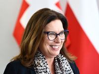 Marshal of the Senate Malgorzata Kidawa-Blonska befrore her meeting with President of Switzerland Viola Amherd at Polish Parliament in Warsa...