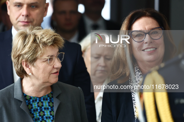 President of Switzerland Viola Amherd and Marshal of the Senate Malgorzata Kidawa-Blonska during their meeting at Polish Parliament in Warsa...