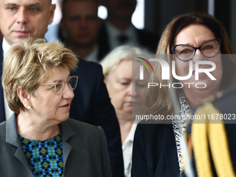 President of Switzerland Viola Amherd and Marshal of the Senate Malgorzata Kidawa-Blonska during their meeting at Polish Parliament in Warsa...