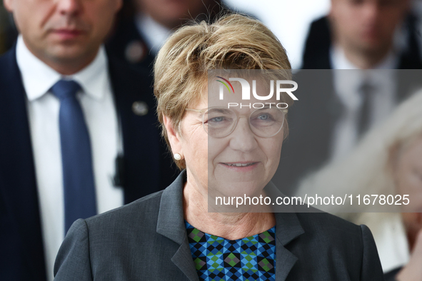 President of Switzerland Viola Amherd before her meeting with Marshal of the Senate Malgorzata Kidawa-Blonska at Polish Parliament in Warsaw...