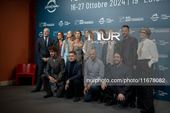 The cast attends the ''Avetrana - Qui Non E Hollywood'' photocall during the 19th Rome Film Festival at Auditorium Parco Della Musica in Rom...