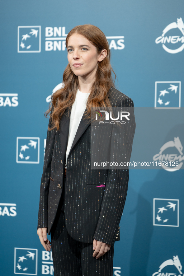 Valentina Romani attends the ''Mike'' photocall during the 19th Rome Film Festival at Auditorium Parco Della Musica in Rome, Italy, on Octob...