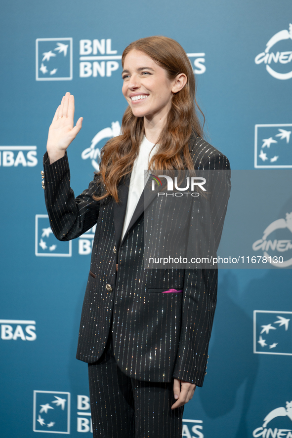 Valentina Romani attends the ''Mike'' photocall during the 19th Rome Film Festival at Auditorium Parco Della Musica in Rome, Italy, on Octob...