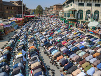 Kashmiri Muslim devotees offer prayers at the shrine of Sufi saint Sheikh Syed Abdul Qadir Jeelani, marking the last Friday of 'urs', or the...