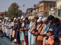 Kashmiri Muslim devotees offer prayers at the shrine of Sufi saint Sheikh Syed Abdul Qadir Jeelani, marking the last Friday of 'urs', or the...