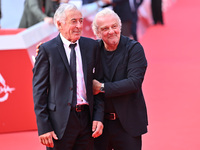 Gustavo Thoeni and Giovanni Veronesi attend the ''LA VALANGA AZZURRA'' red carpet during the 19th Rome Film Festival at Auditorium Parco Del...