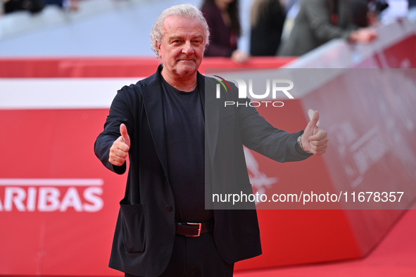 Giovanni Veronesi attends the ''LA VALANGA AZZURRA'' red carpet during the 19th Rome Film Festival at Auditorium Parco Della Musica in Rome,...