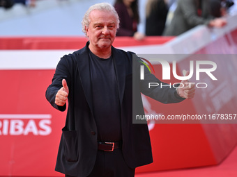 Giovanni Veronesi attends the ''LA VALANGA AZZURRA'' red carpet during the 19th Rome Film Festival at Auditorium Parco Della Musica in Rome,...