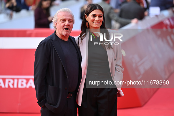 Giovanni Veronesi and Valeria Solarino attend the ''LA VALANGA AZZURRA'' red carpet during the 19th Rome Film Festival at Auditorium Parco D...