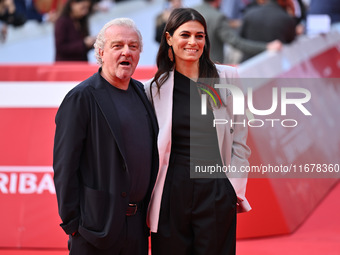 Giovanni Veronesi and Valeria Solarino attend the ''LA VALANGA AZZURRA'' red carpet during the 19th Rome Film Festival at Auditorium Parco D...