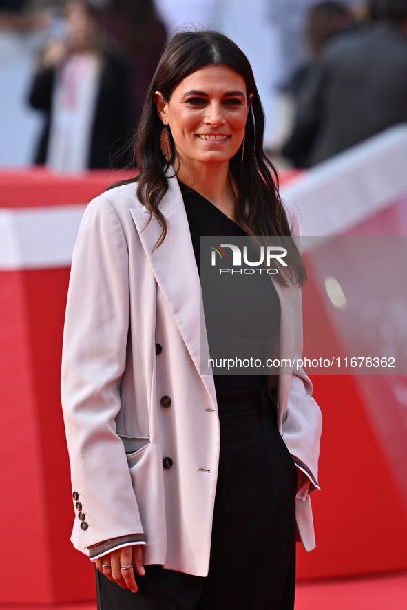 Valeria Solarino attends the ''LA VALANGA AZZURRA'' red carpet during the 19th Rome Film Festival at Auditorium Parco Della Musica in Rome,...