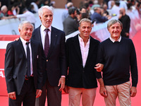 Gustavo Thoeni, Giovanni Malago, Paolo di Chiesa, and Piero Gros attend the ''LA VALANGA AZZURRA'' red carpet during the 19th Rome Film Fest...