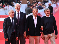 Gustavo Thoeni, Giovanni Malago, Paolo di Chiesa, and Piero Gros attend the ''LA VALANGA AZZURRA'' red carpet during the 19th Rome Film Fest...