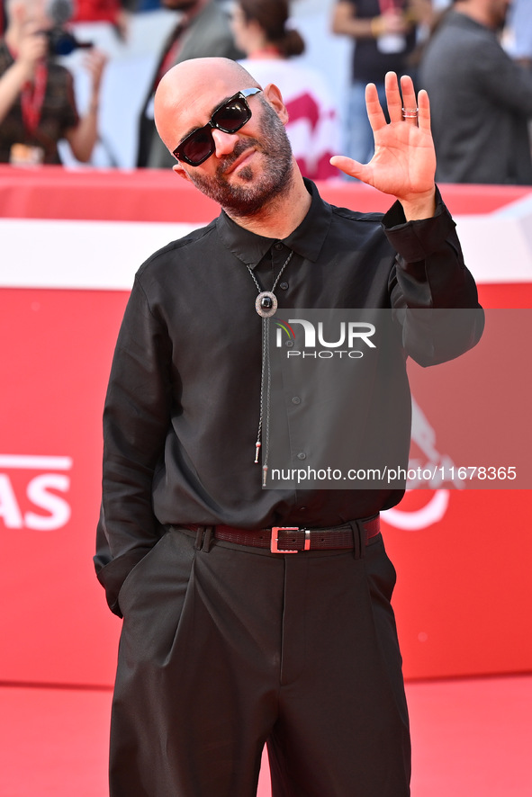 Giuliano Sangiorgi attends the ''LA VALANGA AZZURRA'' red carpet during the 19th Rome Film Festival at Auditorium Parco Della Musica in Rome...