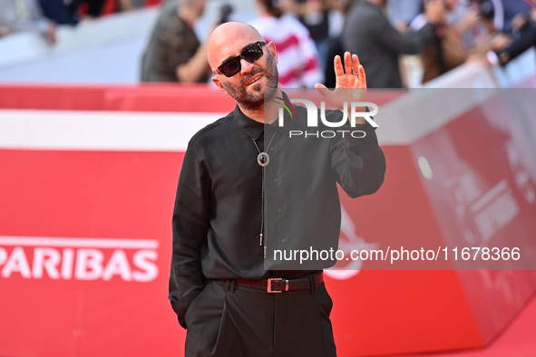 Giuliano Sangiorgi attends the ''LA VALANGA AZZURRA'' red carpet during the 19th Rome Film Festival at Auditorium Parco Della Musica in Rome...