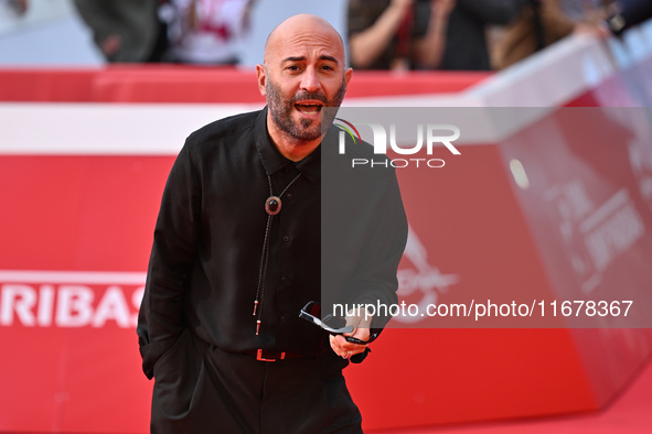 Giuliano Sangiorgi attends the ''LA VALANGA AZZURRA'' red carpet during the 19th Rome Film Festival at Auditorium Parco Della Musica in Rome...