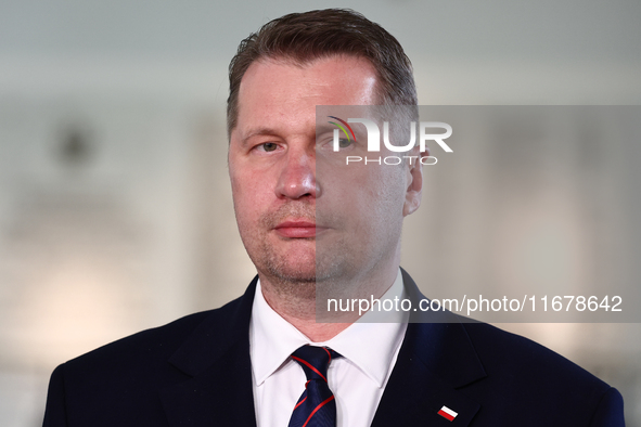 Parliament member Przemyslaw Czarnek at Polish Parliament in Warsaw, Poland on October 18, 2024. 